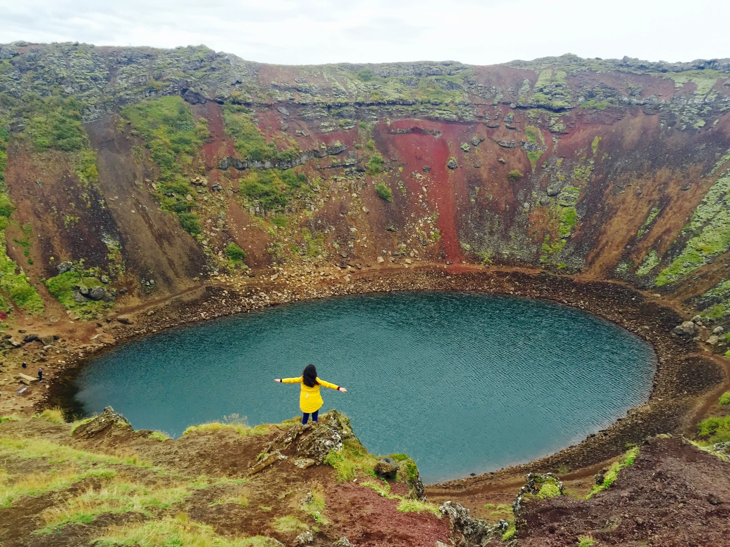 Kerid Crater Lake on the Iceland Golden Circle Map has vibrant blue water